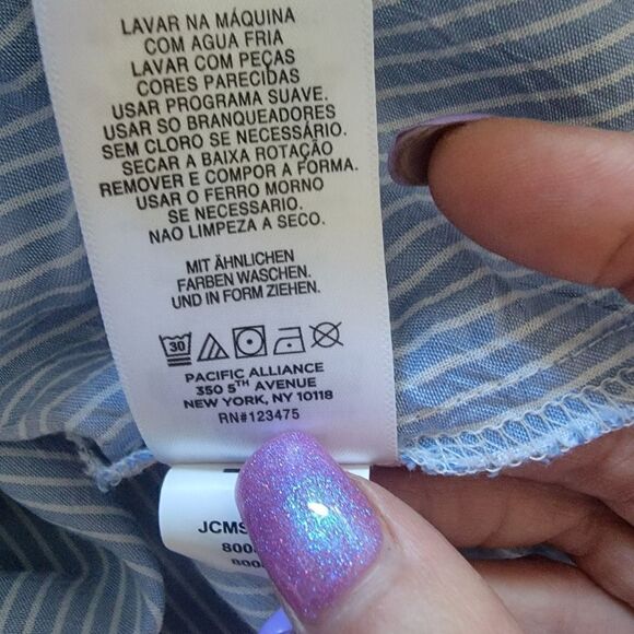 COPY - Jones New York Button Up Top with Front Tie and Roll Tab Sleeves. Size L. - Picture 8 of 12